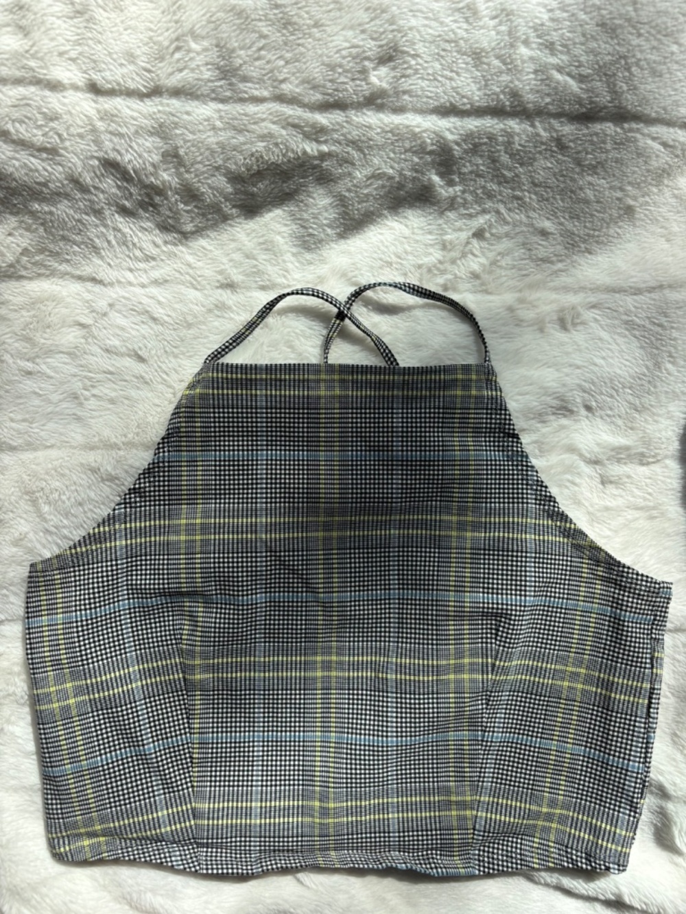 Garage Black Plaid Halter Crop Top